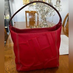 CH Carolina Herrera Red Medium Leather Shoulder Handbag